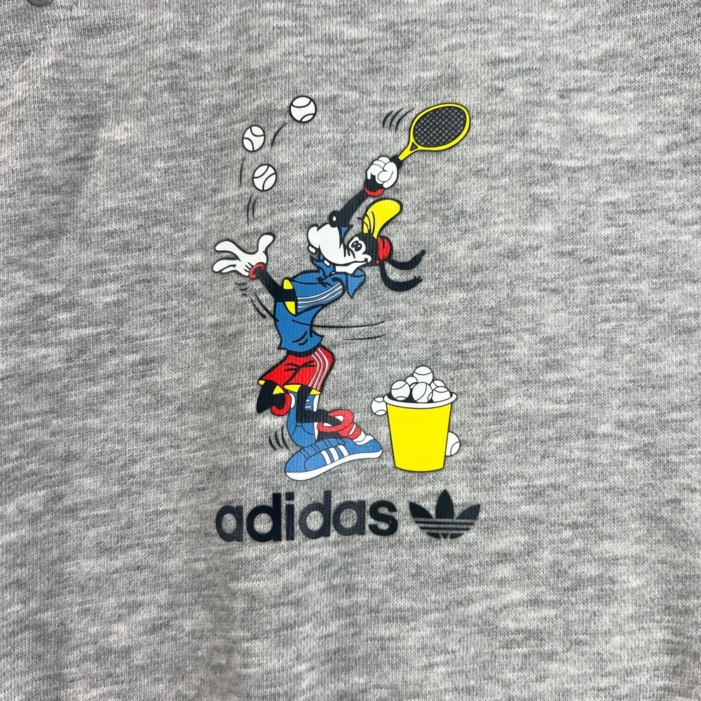 Adidas Hoodie Kids 18M Gray Red Disney Goofy Tennis Graphic Pullover Vintage NWT